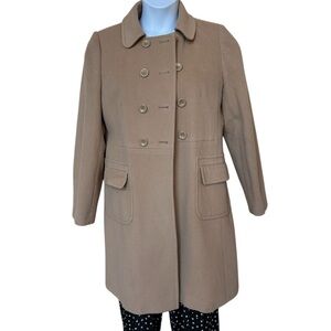 LOFT Tan Pea Coat Double-Breasted Classic -Wool/Cashmere